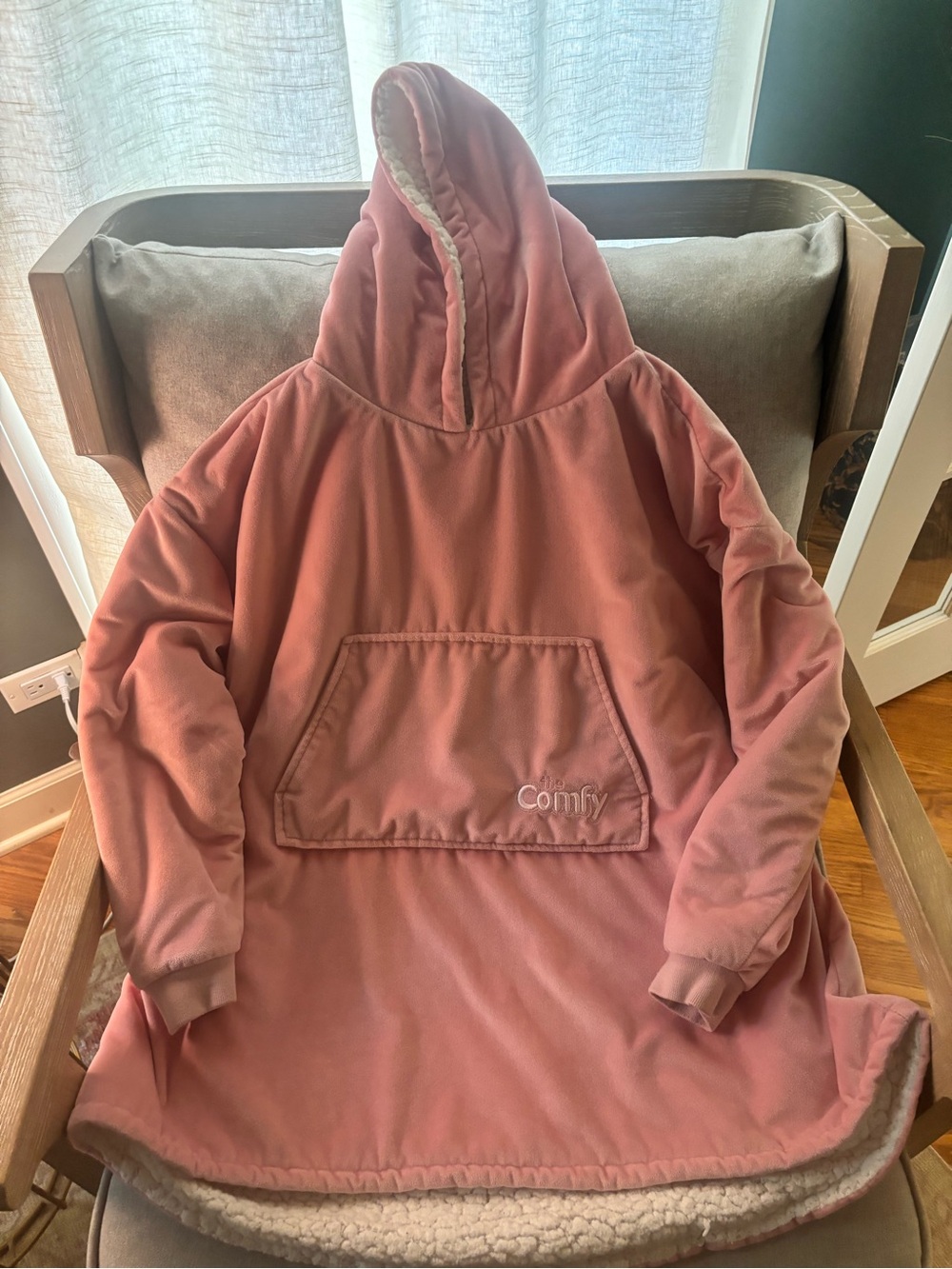 Comfy Kids Plush Hooded Puffer Blanket - Dusty Rose